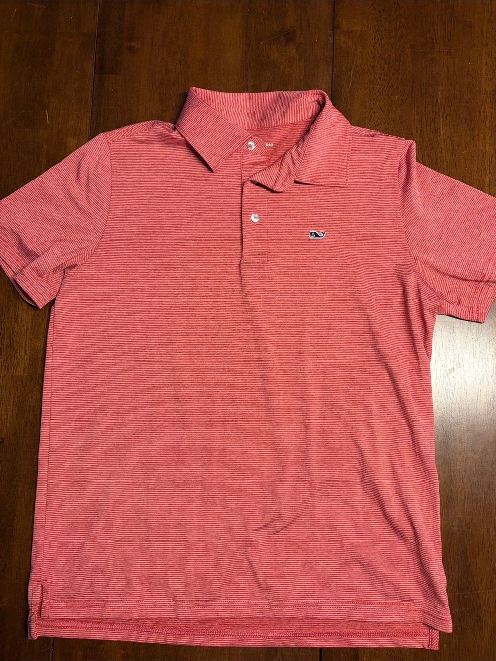 Vineyard Vines Kids Coral Red Microstripe Performance Polo